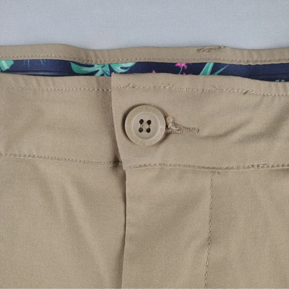 Birdie Bound Men's Golf Shorts 44 Khaki Stretch Performance Flat Front Casual